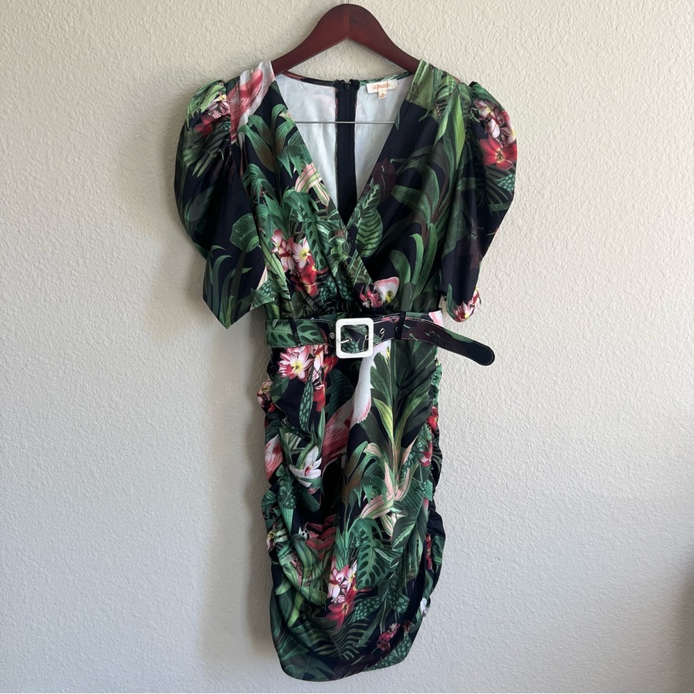 Ruched Print Dress